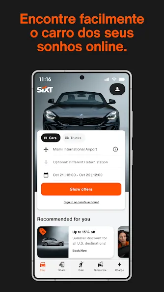 SIXT rent. share. ride. plus. screenshot 5