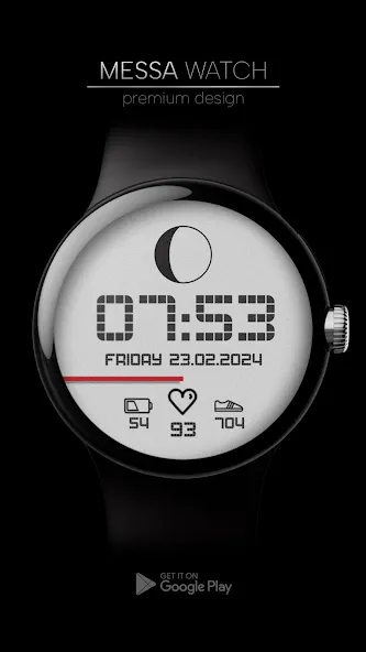 Minimal Pixel Watch Face Moon screenshot 1