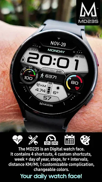 MD235 Digital watch face screenshot 1