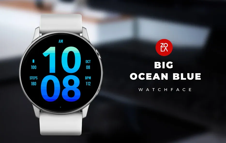 Big Ocean Blue Watch Face screenshot 1