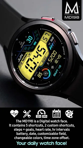 MD198: Digital watch face screenshot 2