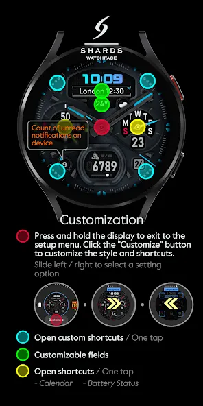 SH047 Watch Face, WearOS watch screenshot 6
