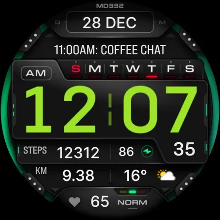 MD332 Digital watch face screenshot 11