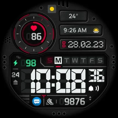 SH101 Watch Face, WearOS watch screenshot 9