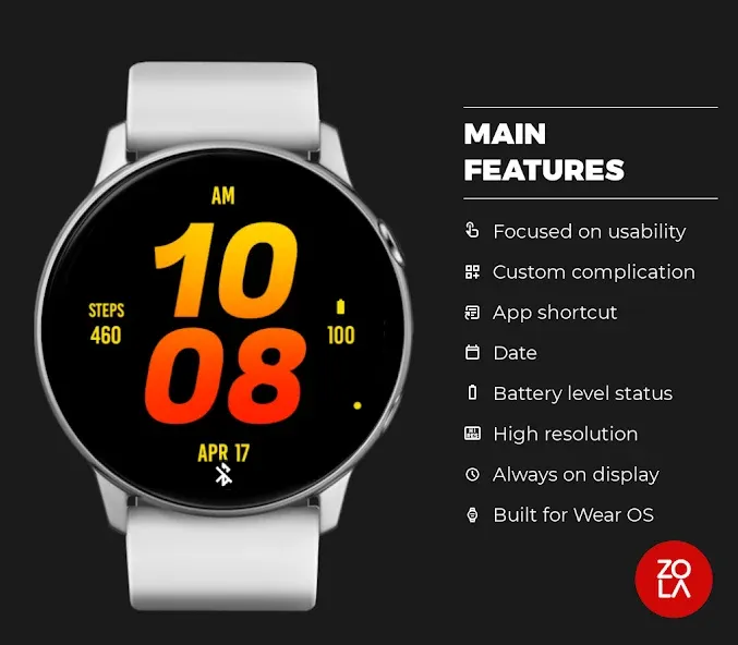 Orange Fire Bold Watch Face screenshot 2