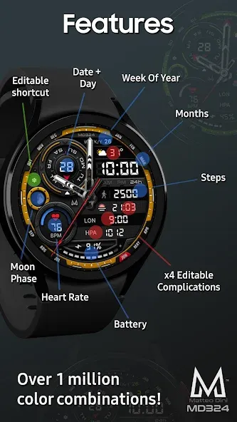 MD324 Hybrid watch face screenshot 7
