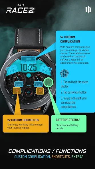S4U Race2 - digital watch face screenshot 6