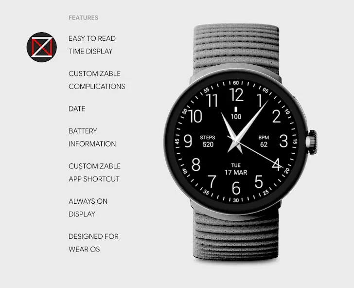 Minimalist Analog M Watch Face screenshot 2