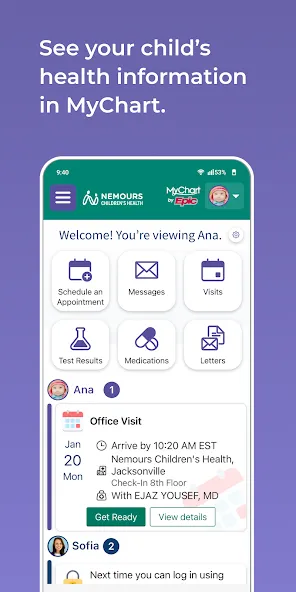 Nemours Children’s MyChart screenshot 1