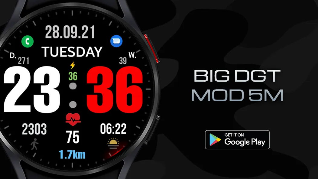 Big dgt mod 5M Watch face screenshot 2