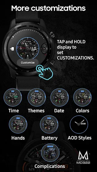 MD322 Analog watch face screenshot 7