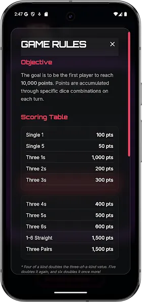 Offline 10000 Dice Neon Farkle screenshot 7