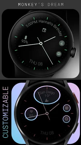 Minimal black v23 watch face screenshot 3