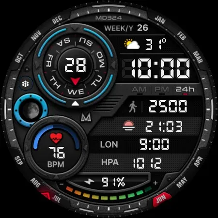 MD324 Hybrid watch face screenshot 8