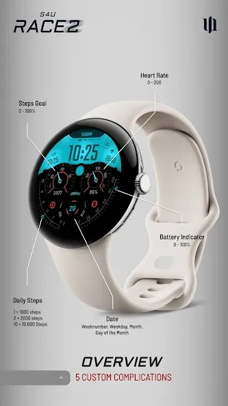 S4U Race2 - digital watch face screenshot 3