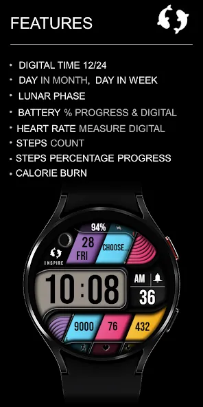 Modern Digital Watch Face IN21 screenshot 6