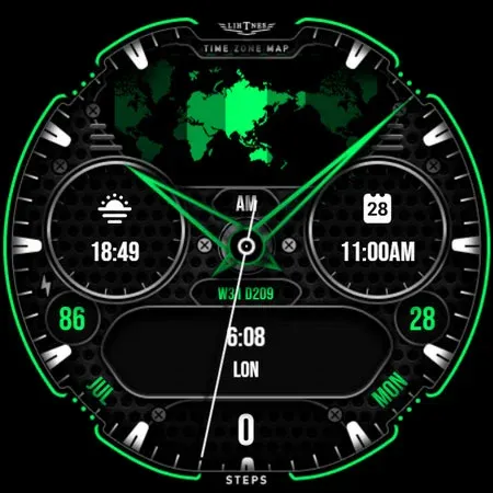 World Time Map Watchface 020 screenshot 7