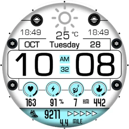 Bright White Digital Face EC68 screenshot 17