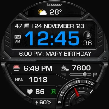 MD327 Digital Watch Face screenshot 15