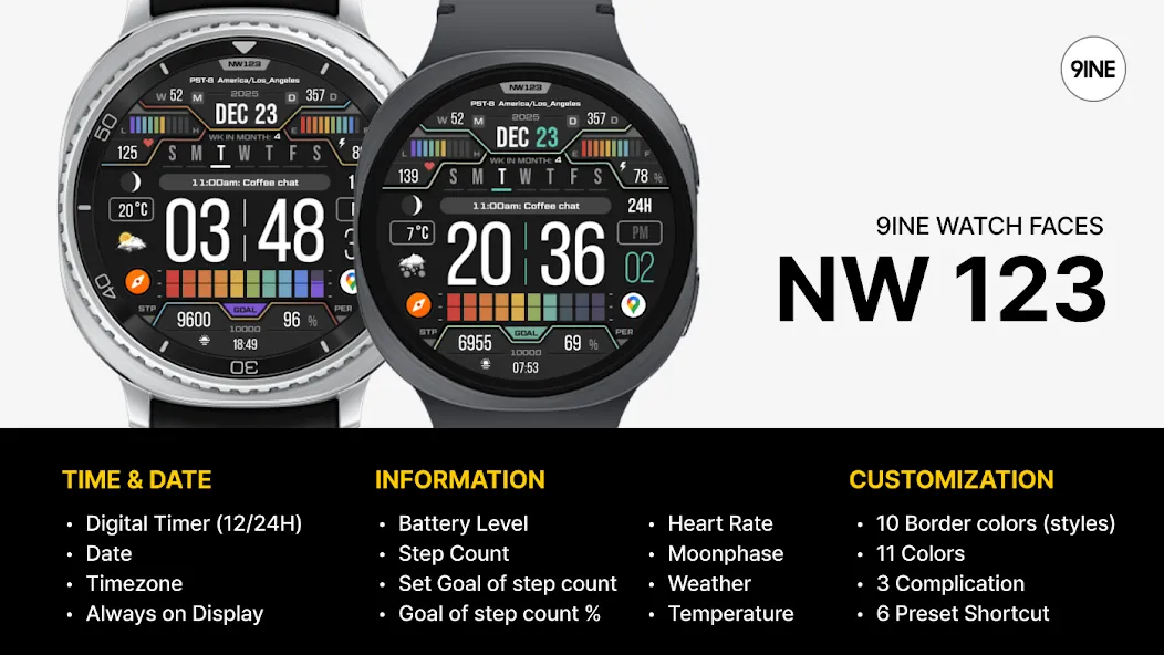 NW123: Digital watch face screenshot 1