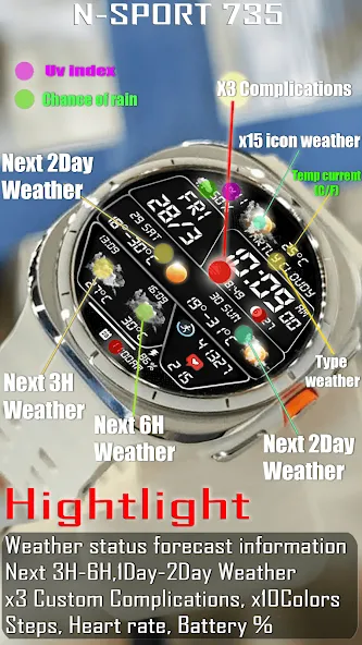 N-SPORT735 Weather Watch Face screenshot 2