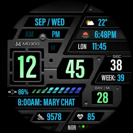 MD300 Digital watch face screenshot 37