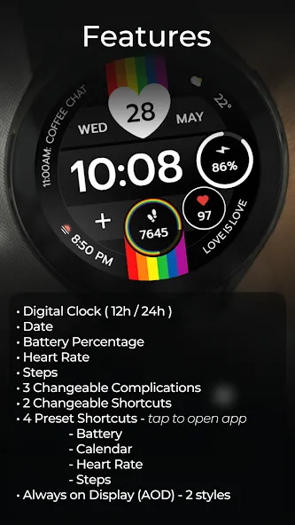 TVV Pride 2 Digital Watch Face screenshot 2