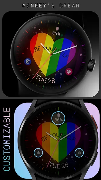 Rainbow Love analog watch face screenshot 3