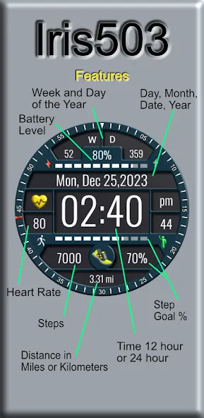 Iris503 Digital Watch Face screenshot 2
