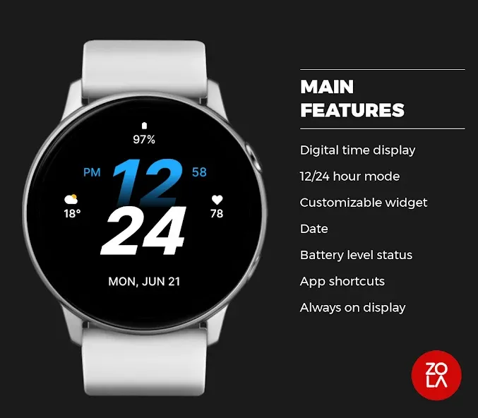Simply Black Watch Face screenshot 2