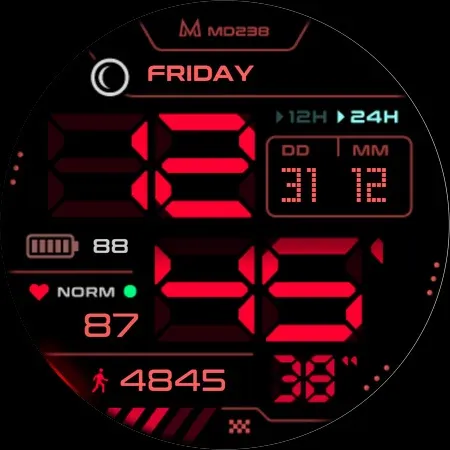 MD238 Digital watch face screenshot 14