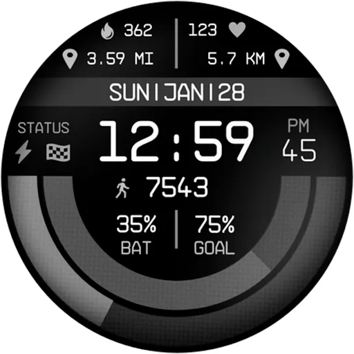 Digital Watch Face Pro Black screenshot 13