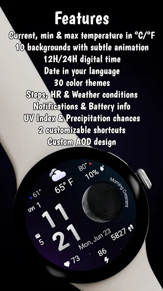 Moon & Weather watchface screenshot 4