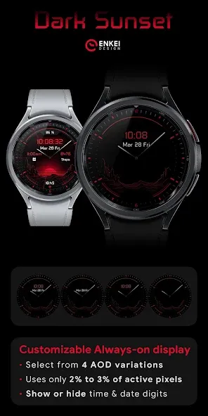Dark Sunset hybrid watch face screenshot 4
