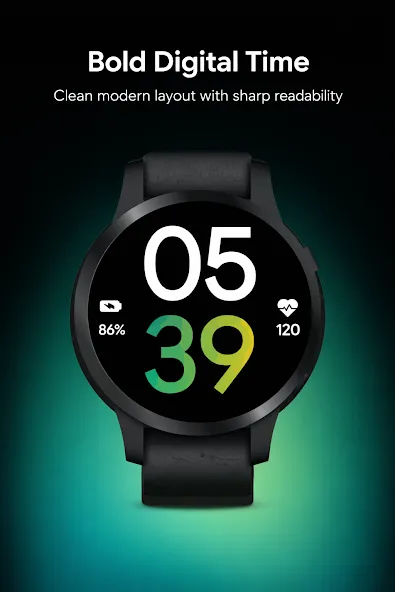 Modern Bold Digital WatchFace screenshot 1