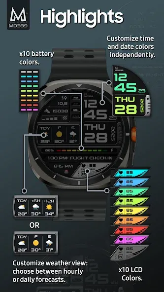 MD339 Digital watch face screenshot 4