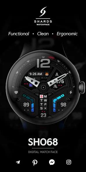 SH068 Watch Face, WearOS watch screenshot 1