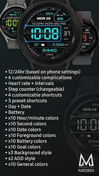 MD310 Digital watch face screenshot 2