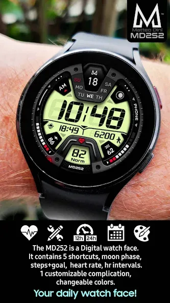 MD252 Digital watch face screenshot 2
