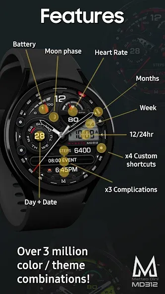 MD312 Analog watch face screenshot 5