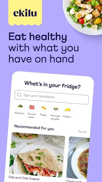 ekilu - healthy recipes & plan screenshot 1