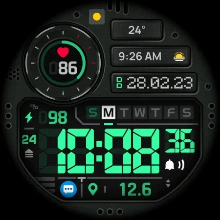 SH101 Watch Face, WearOS watch screenshot 11