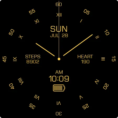 Key095 Analog Gold Watch Face screenshot 25