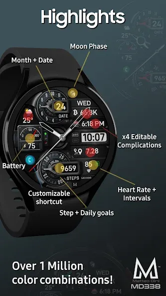MD338 Hybrid watch face screenshot 8